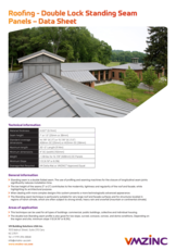 Double lock Standing seam - Technical datasheet